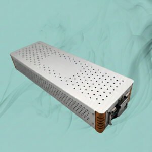 sterilization case/tray for liposuction cannulas, 480mm x145mm x 76mm, made of aluminium